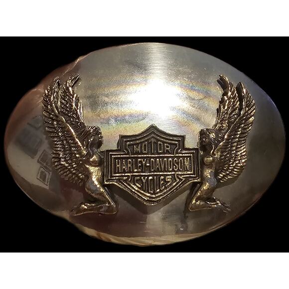 Harley Davidson Belt Buckle 2 Tone Silver And Brass. 2.5"×3.5". Unmarked. - Picture 5 of 12